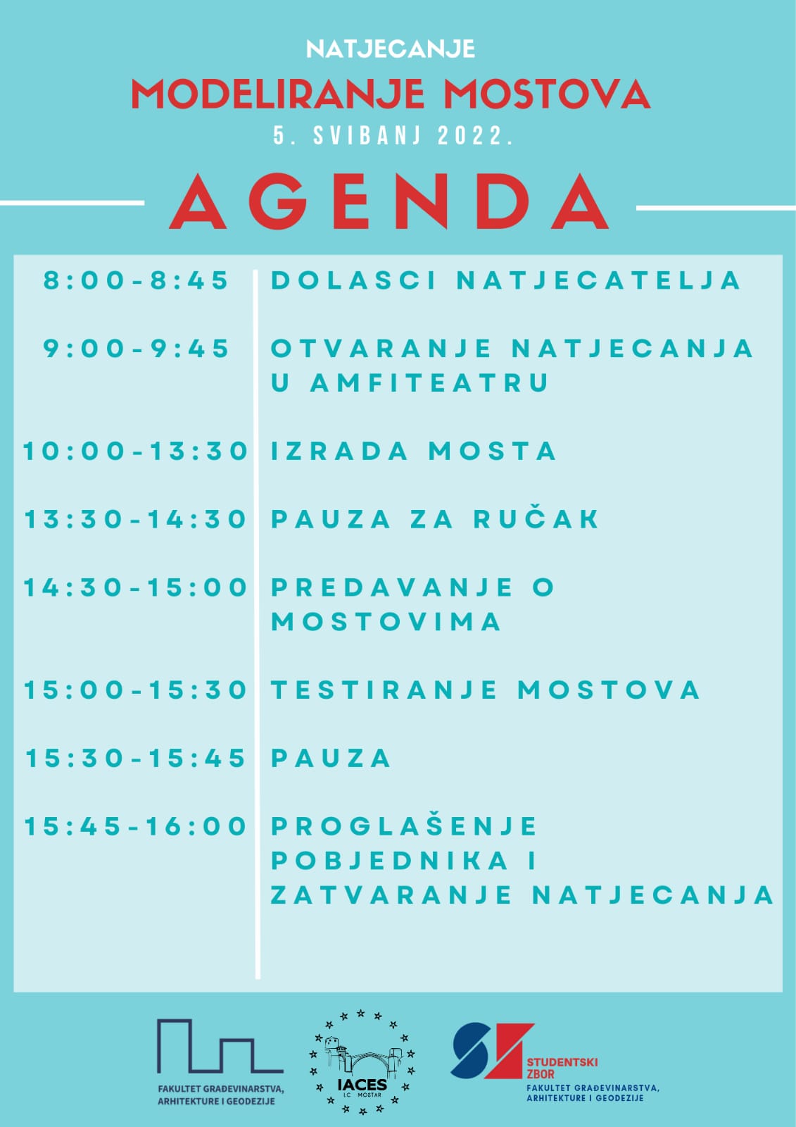 Natjecanje u modeliranju mostova agenda